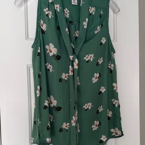 NWOT Rachel Zoe Green Floral Sleeveless Blouse